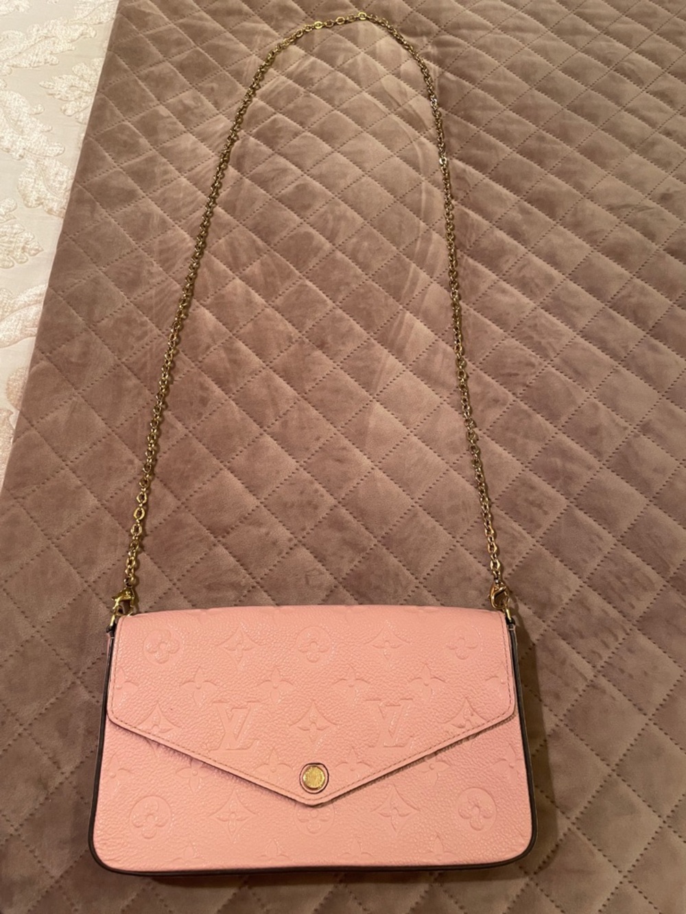 Louis Vuitton Pink Monogram Crossbody with Gold Chain